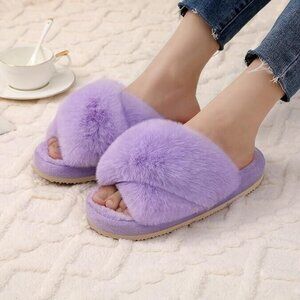 NWT Rachel Roy SM 5-6 Plush Slippers Scuffs Purple 117769